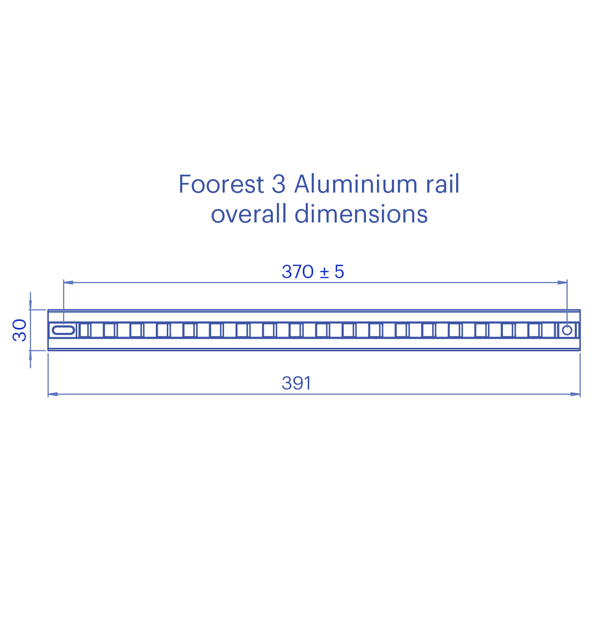 Footrest 3 aluminium technical dimensions by kajak sport